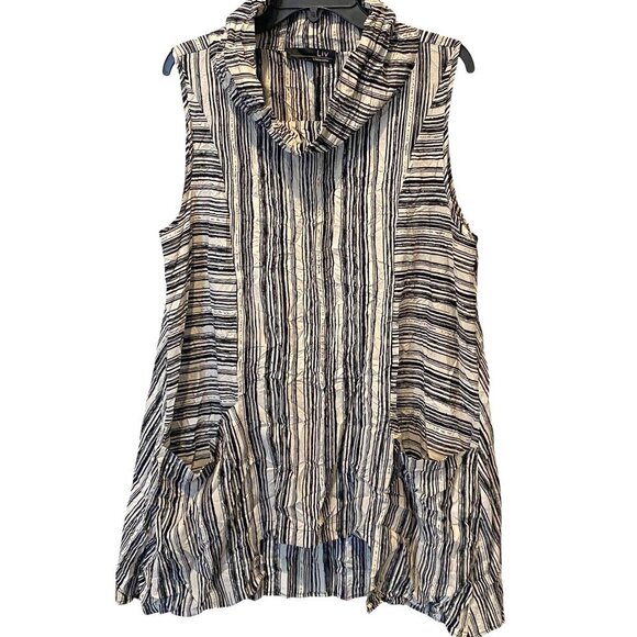 LIV BY HABITAT Lightweight Sleeveless Crinkle Tunic Top Striped Sz M #275H - Picture 5 of 9